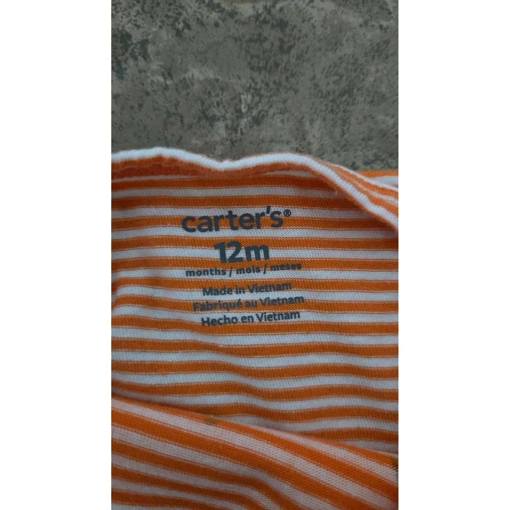 Carters Baby Girls 12M Halloween Pumpkin Tulle Tutu Top Orange Striped LS